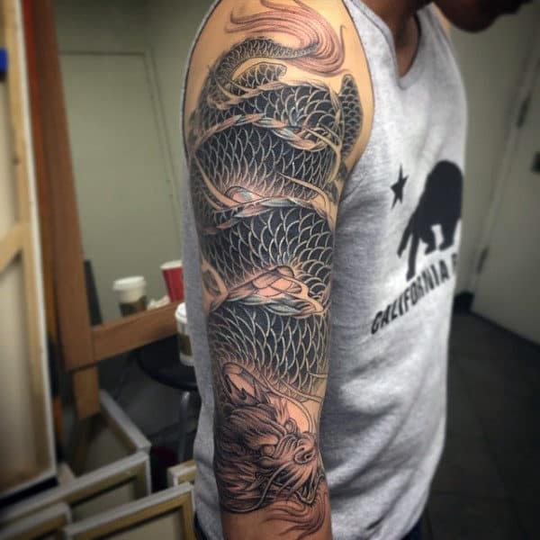 Cobra Like Dragon Tattoo Male Full Sleeves