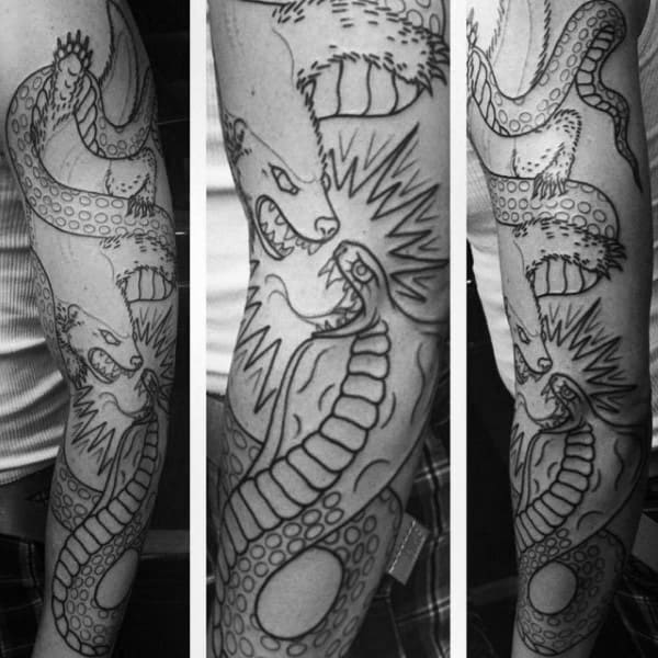 Cobra Snake With Honey Badger Mens Full Sleeve Tattoos