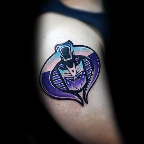 Cobra With Transformers Logo Mens Upper Arm Tattoo