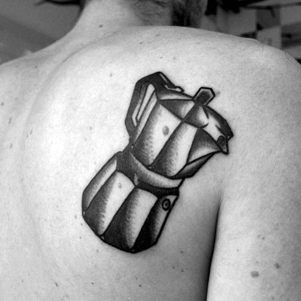 Coffee Pot Shoulder Blade Traditional Guys Tattoo Ideas