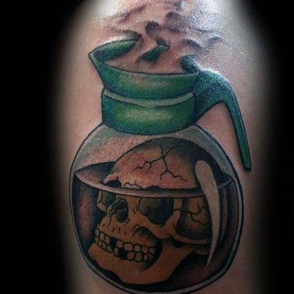 Coffee Pot With Skull Arm Tattoo Ideas For Gentlemen