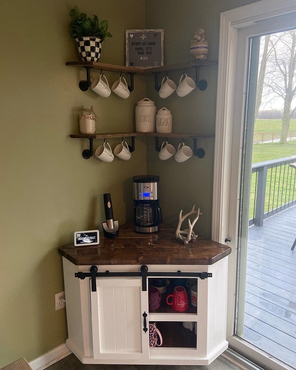 coffee wine bar corner cabinet 