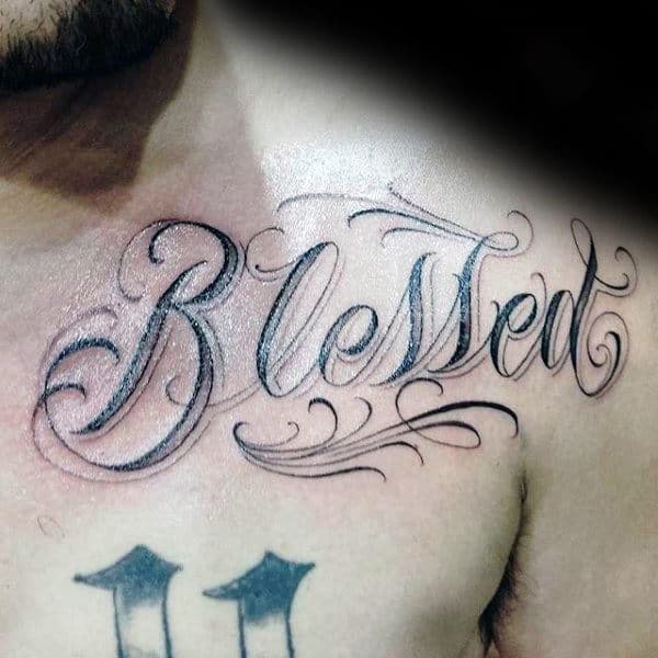 Collar Bone Male Blessed Tattoos