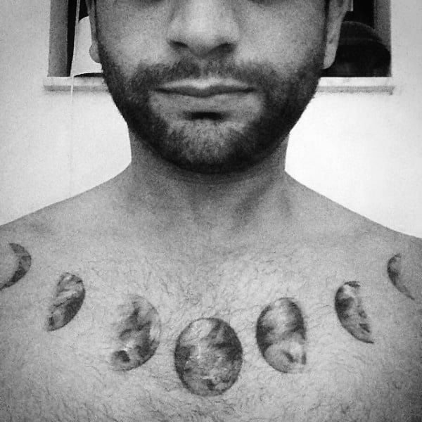 Collar Bone Mens Cool Moon Phases Tatto