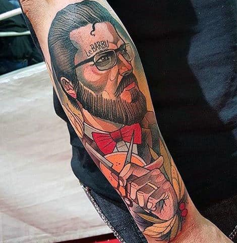 Color Barber Tattoos For Males On Lower Wrist