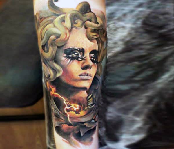 Color Mens Inner Forearm Tattoos