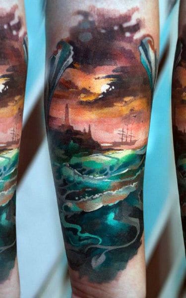 Color Stormy Cloud Mens Tattoos On Wrist