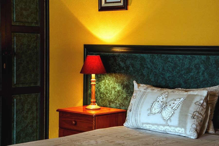 yellow colored vintage bedroom