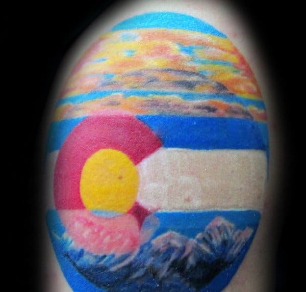 Colorado State Sunset Mens Upper Arm Tattoos