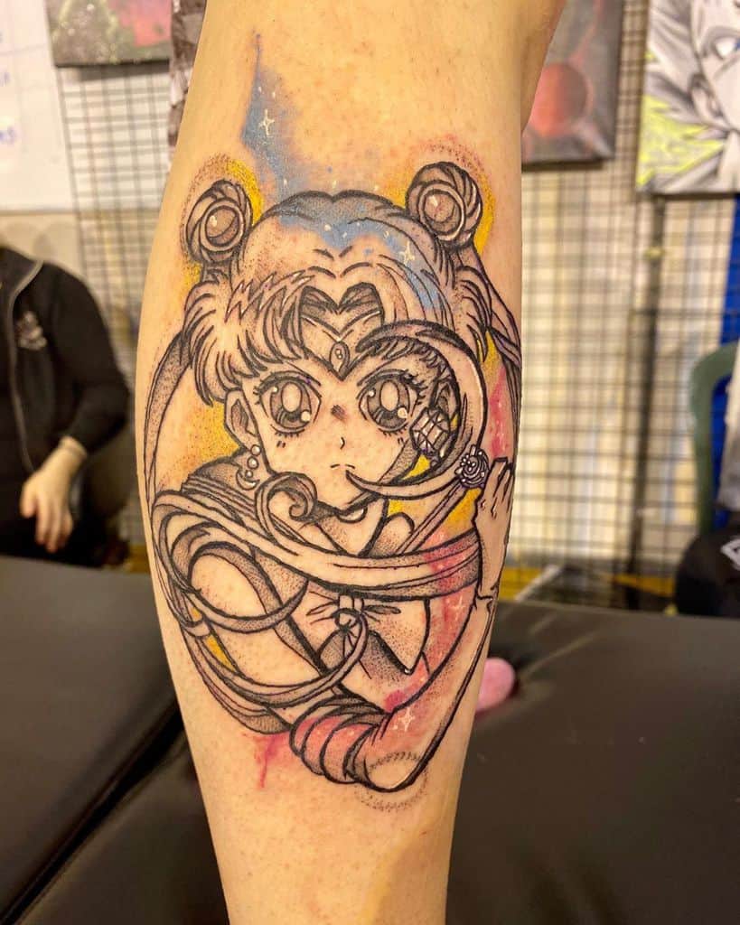 Colored Luna Sailor Moon Tattoo