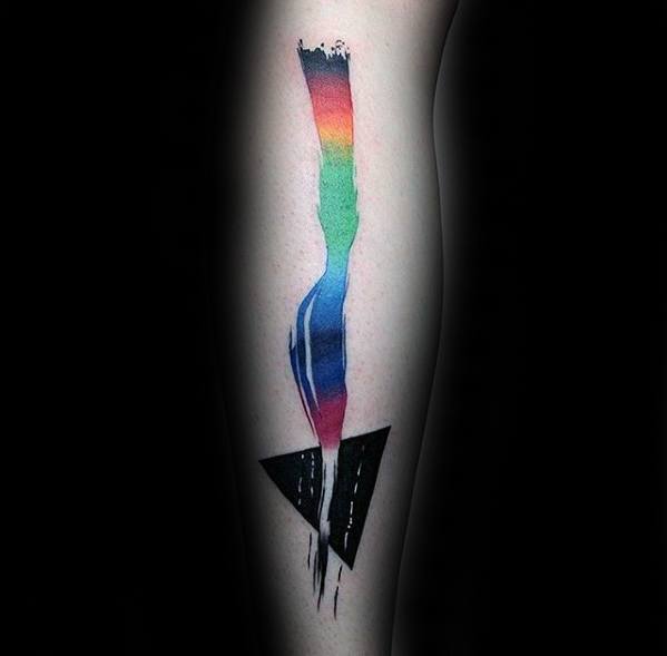 Colorful Leg Mens Tattoo With Pink Floyd Design