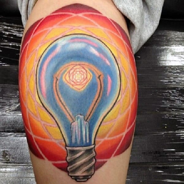 Colorful Light Bulb Atom Mens Leg Calf