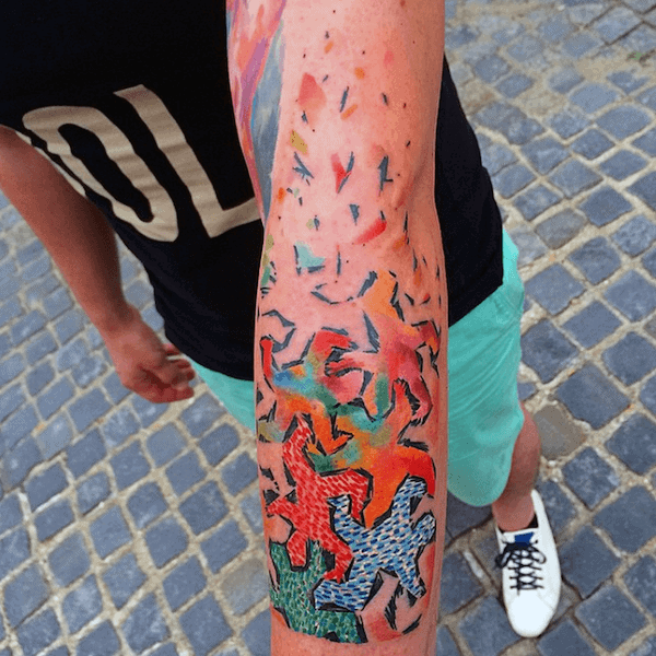 Colorful Mens Pop Art Forearm Tattoos