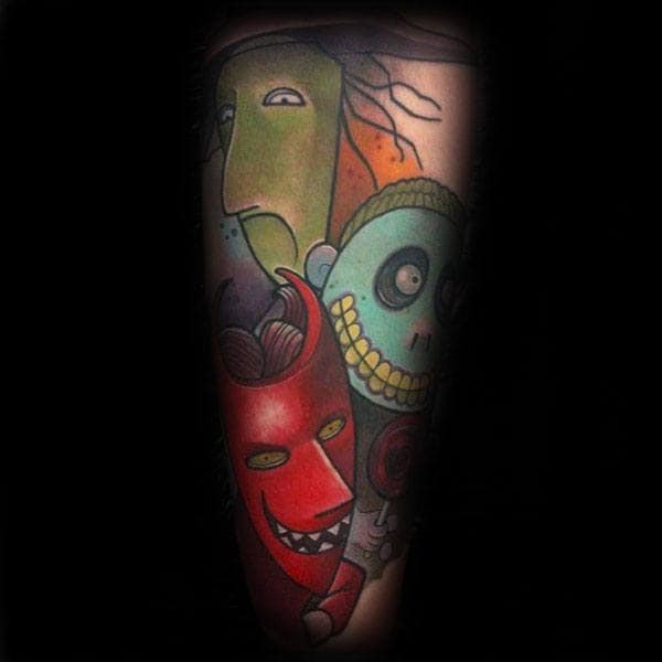 Colorful Night Before Christmas Lock Shock And Barrel Mens Arm Tattoo Ideas