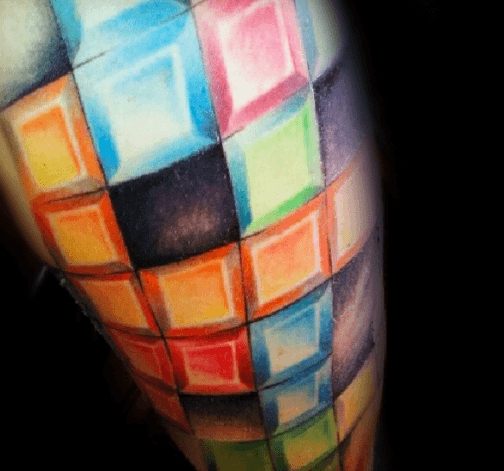 Colorful Sleeve Mens Cool Tetris Tattoo Ideas