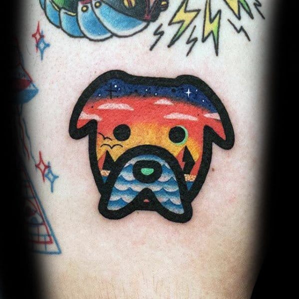 Colorful Small Male Pitbull Tattoo Ideas