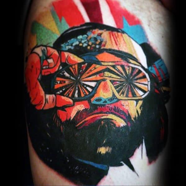 Colorful Thigh Unique Mens Wrestling Tattoos