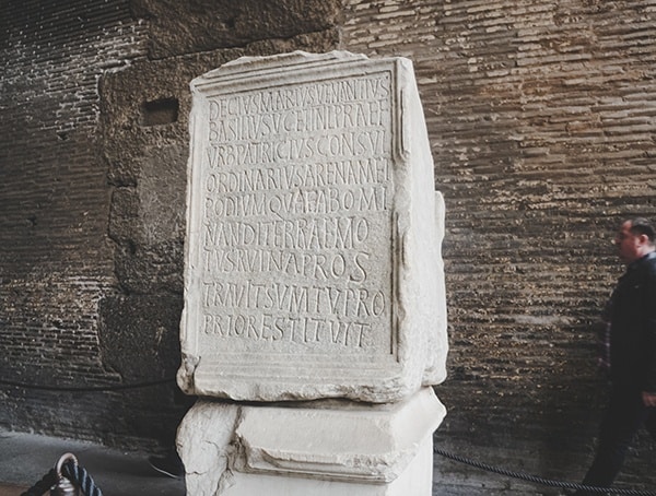 Colosseum Carved Writing Stone Slab