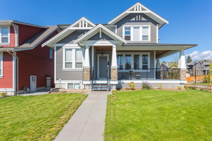 gray column craftsman style homes