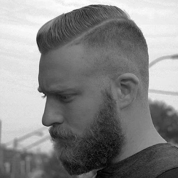 Comb Over Guys Skin Fade Haircut Ideas With Beard