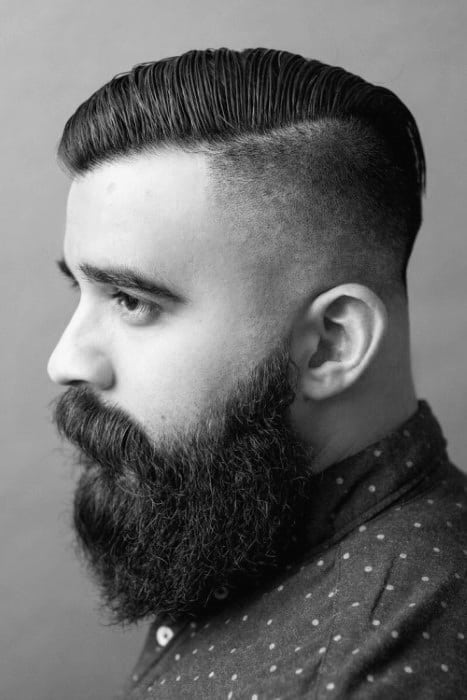 Comb Over Undercut Fade Mens Hair With Beard