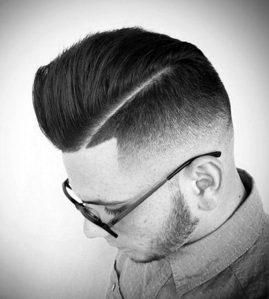 Comb Over With Hard Part And Skin Fade Haircut For Guys