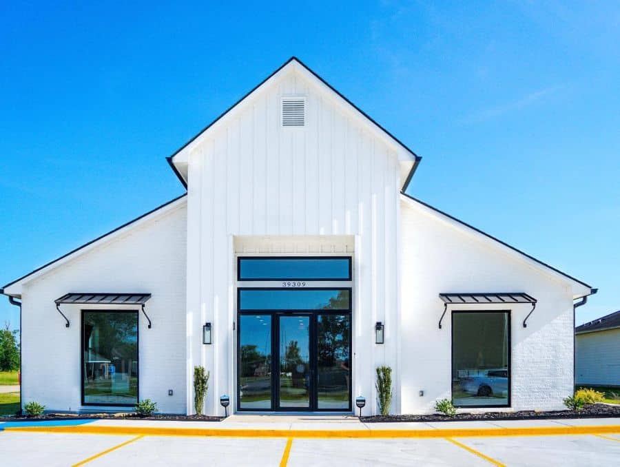 combination siding white modern farmhouse exterior 