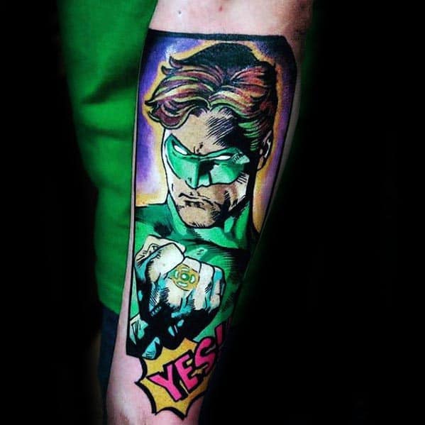Comic Green Lantern Mens Inner Forearm Tattoo