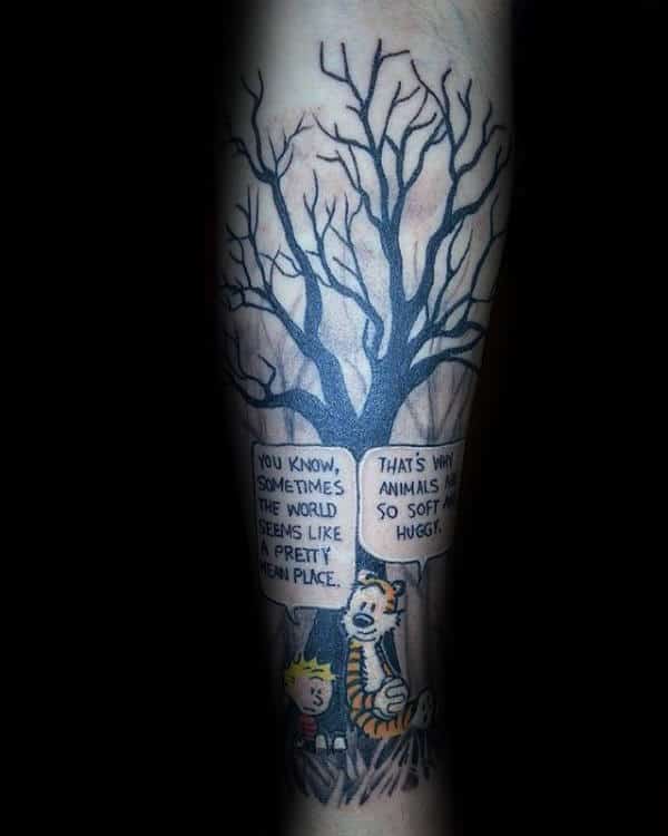 Comic Quote Calvin And Hobbes Mens Sleeve Forearm Tattoo