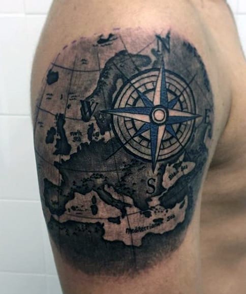 Compass Tattoo Designs For Men