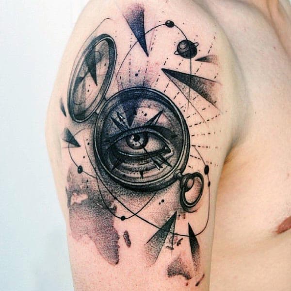 Compass With Eye Guys Abstract Cool Arm Tattoos