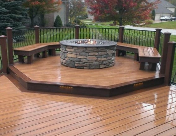 cobblestone deck firepit