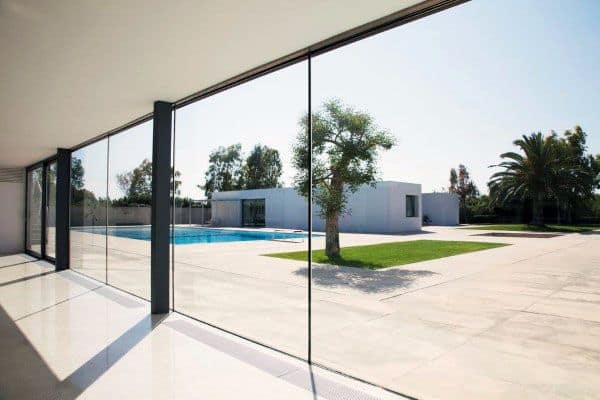 large concrete patio pool