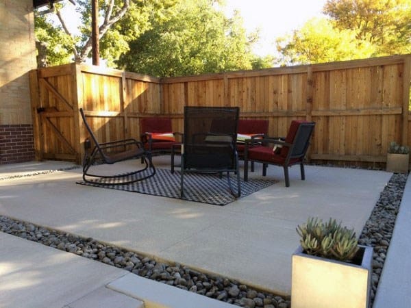 small concrete slab patio dining set