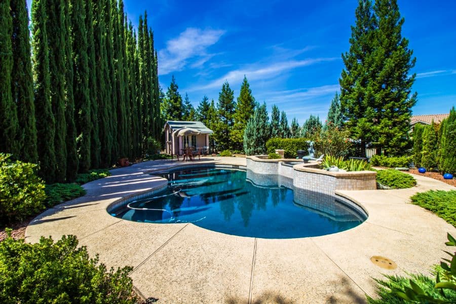 luxury large concrete pool patio