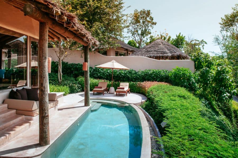 resort style pool and deck