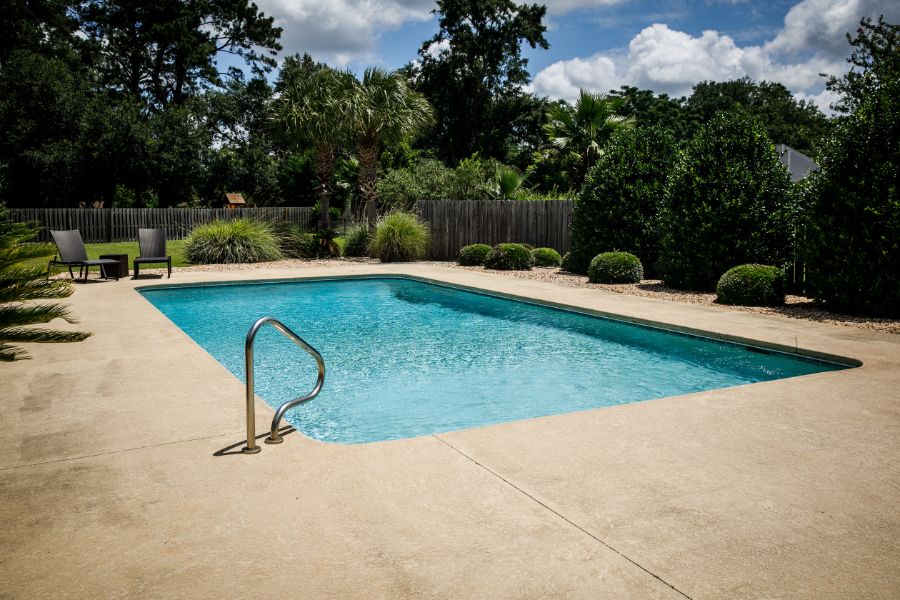 large concrete slab pool deck