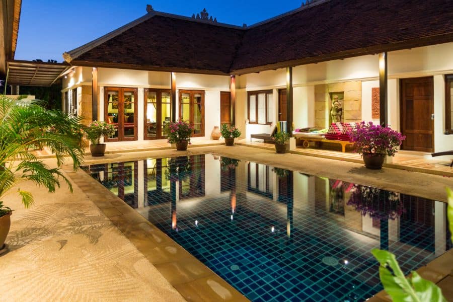 luxury resort pool deck