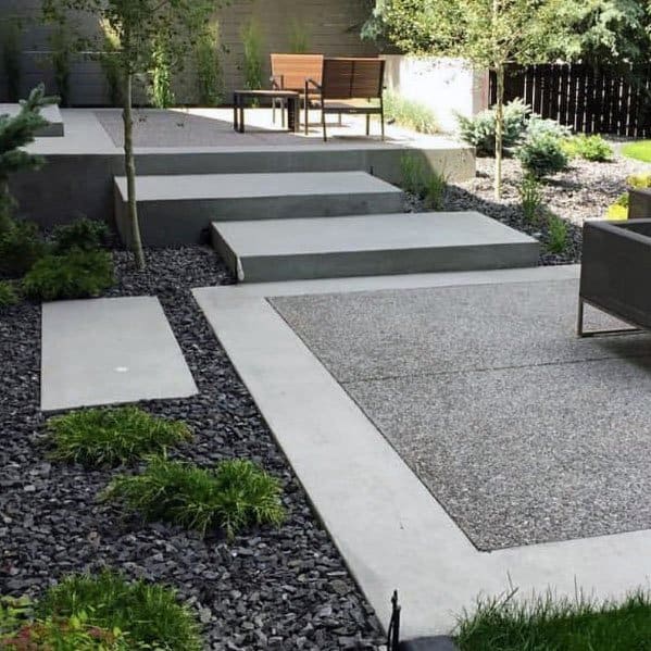 concrete and gravel walkway