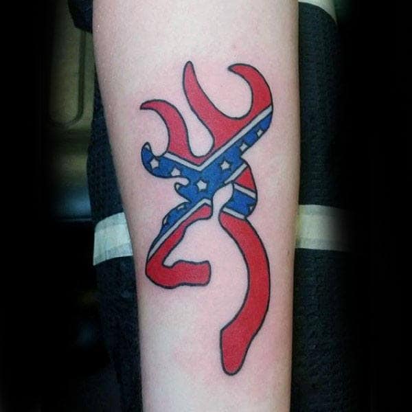Confederate Rebel Flag Browning Mens Forearm Tattoos
