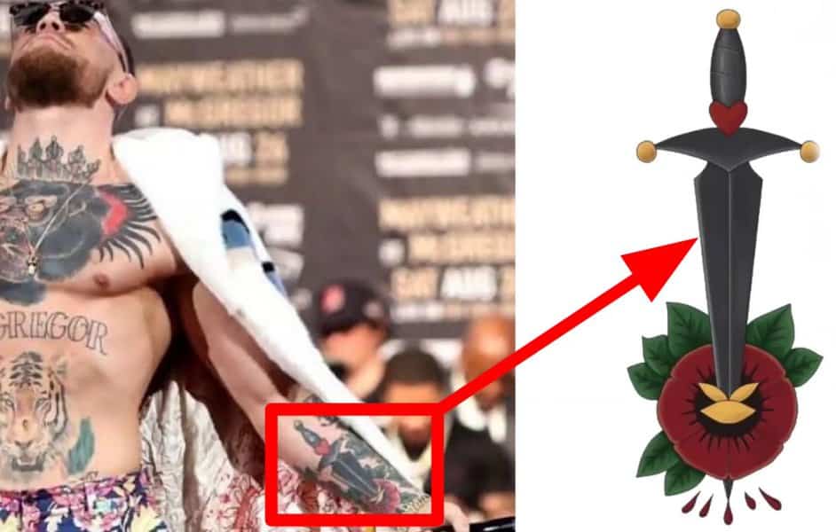 Rose Bush, Dagger, and Portrait Tattoos