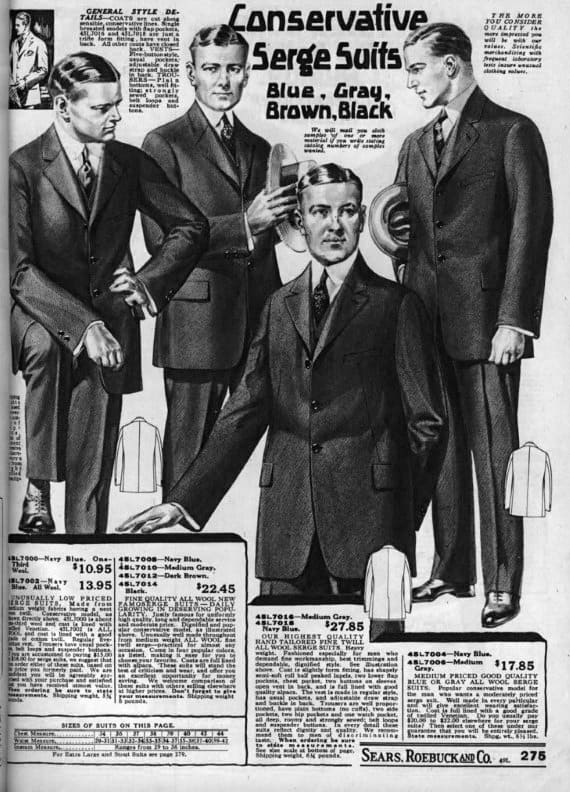 Conservative Serge Suits 1920s Mens Fashion Catalog