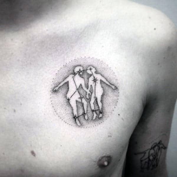 Constillations Circle Mens Chest Tattoo