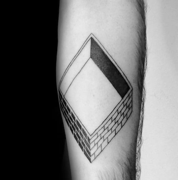 Construction Square Brick Walls Building Mens Forearm Small Tattoos