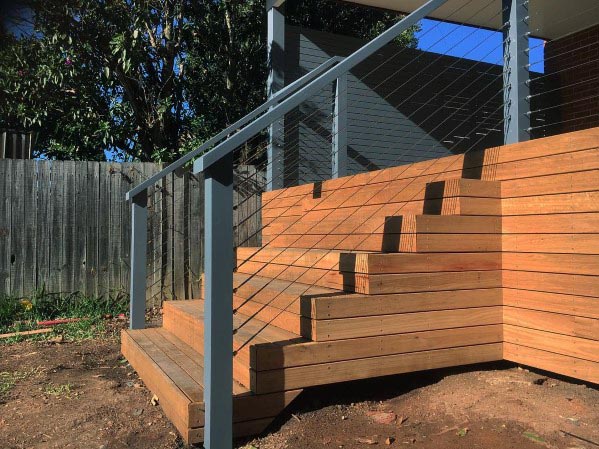 deck steps with cable railing 