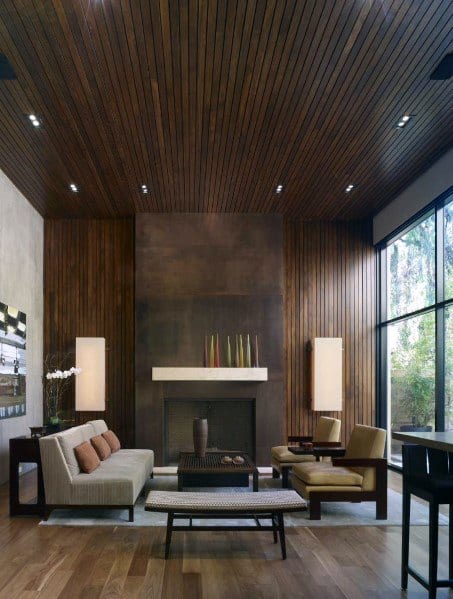 Contemporary Home Design Ideas Dark Stained Wood Wall