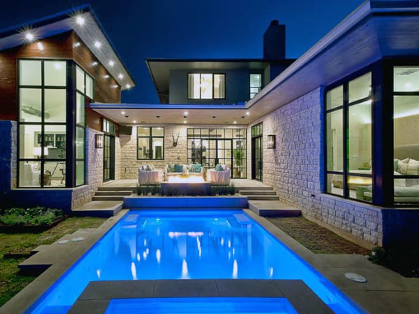 Contemporary Lap Home Swimming Pool Designs