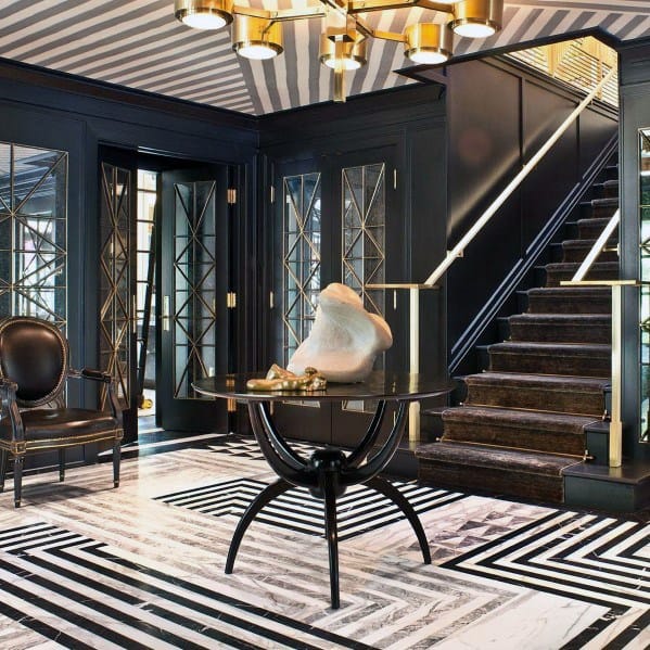 Contemporary Lines Entryway Tile Cool Interior Ideas