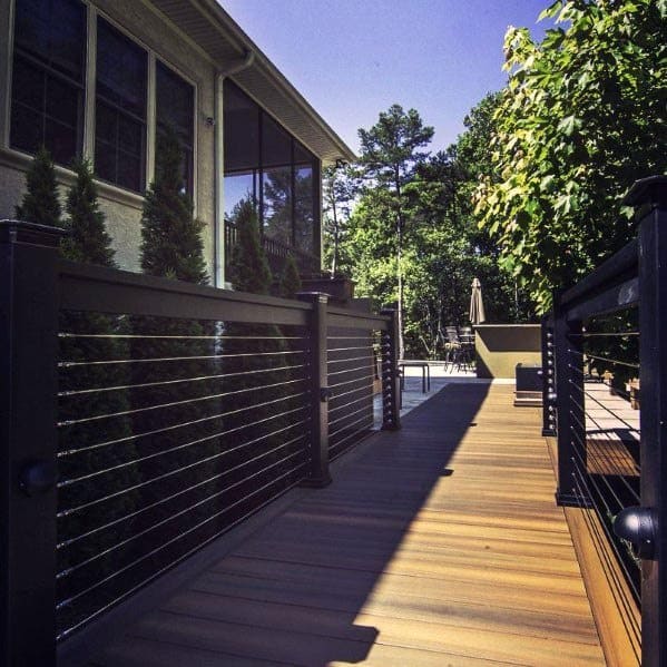 contemporary luxury wood deck cable railing