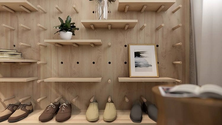 shoe storage pegboard